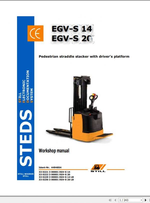 Still Wagner Electric Pallet Truck EGV S 14 EGV S 20 Workshop Manual 1