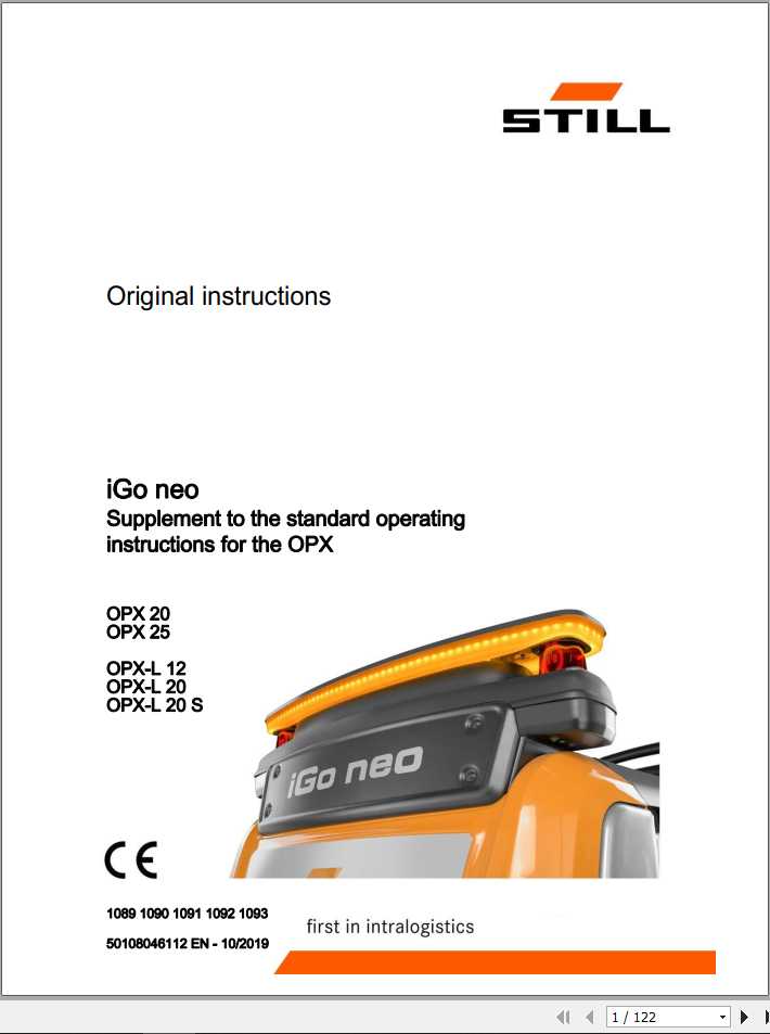 Still iGo neo OPX 1089 1093 Original Instructions 1