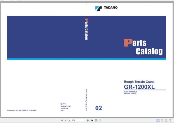 Tadano Rough Terrain Crane GR 1200XL 3P1U 2EJ Parts CatalogENJP2018 1