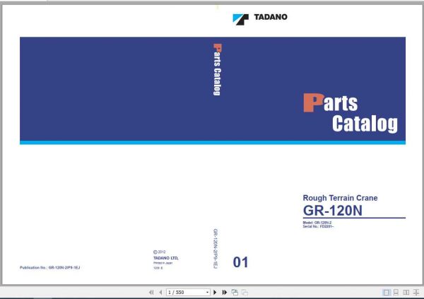 Tadano Rough Terrain Crane GR 120N 2P9 1EJ Parts CatalogENJP2012 1 1