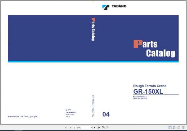 Tadano Rough Terrain Crane GR 150XL 1P2U 4EJ Parts CatalogENJP2017 1
