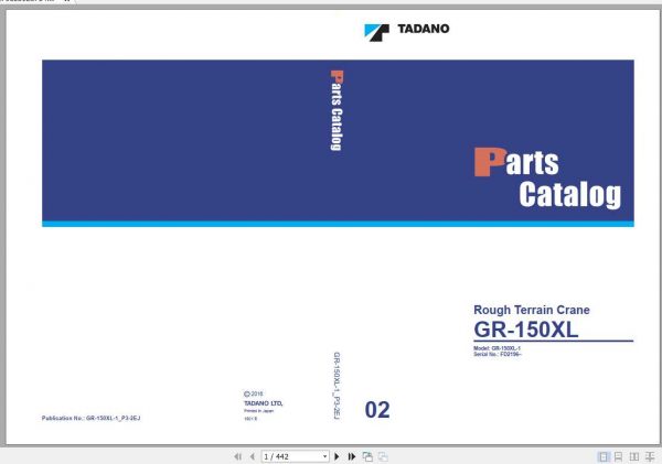 Tadano Rough Terrain Crane GR 150XL 1P3 2EJ Parts CatalogENJP2016 1