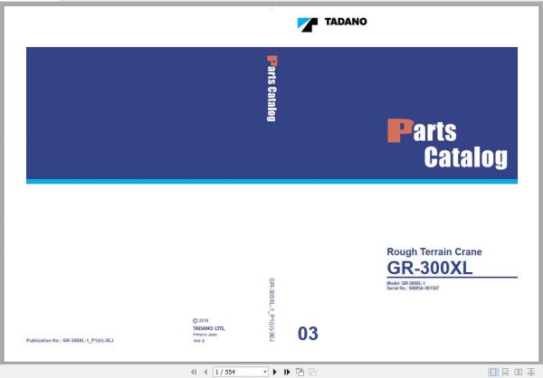 Tadano Rough Terrain Crane GR 300XL 1P1U 3EJ Parts CatalogENJP2019 1
