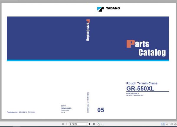 Tadano Rough Terrain Crane GR 550XL 2P1U 5EJ Parts CatalogENJP2019 1