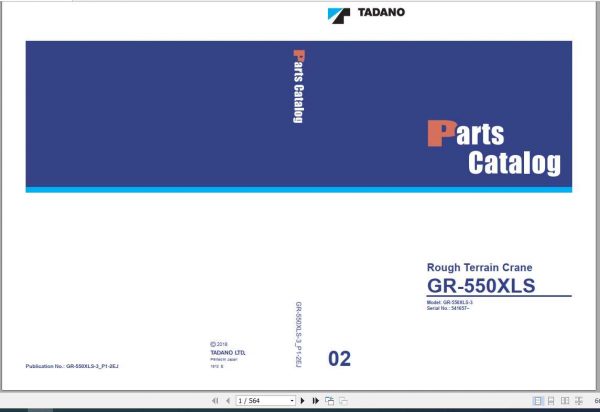 Tadano Rough Terrain Crane GR 550XLS 3P1 2EJ Parts CatalogENJP2018 1
