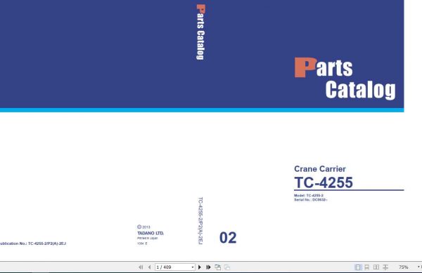 Tadano Truck Crane Carrier TC 4255 2P2A 2EJ Parts CatalogENJP2013 1