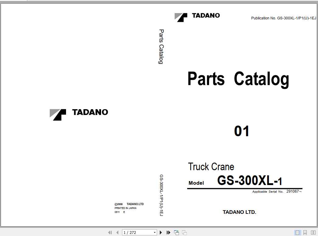 Tadano Truck Crane GS 300XL 1P1U 1EJ Parts CatalogENJP2008 1
