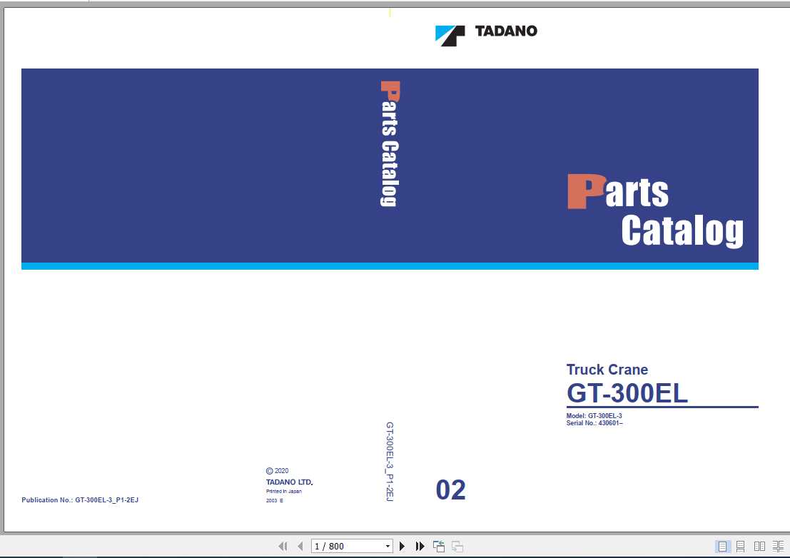 Tadano Truck Crane GT 300EL 3P1 2EJ Parts CatalogENJP2020 1