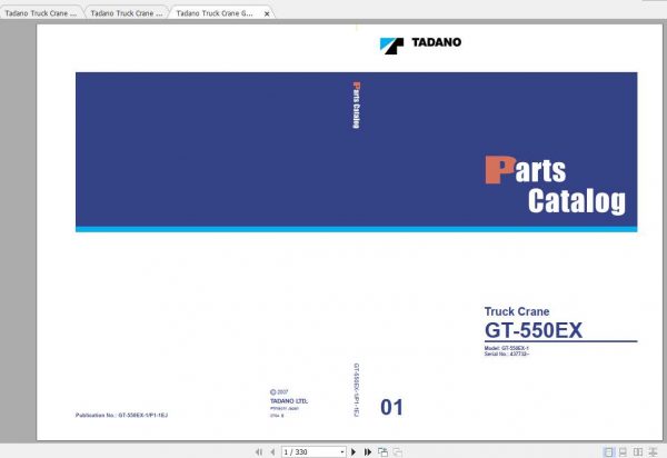 Tadano Truck Crane GT 550E Parts CatalogENJP 1