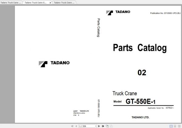 Tadano Truck Crane GT 550E Parts CatalogENJP 2