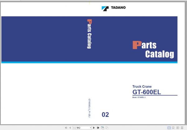 Tadano Truck Crane GT 600EL 3P1 2EJ Parts CatalogENJP2020 1HkaYs