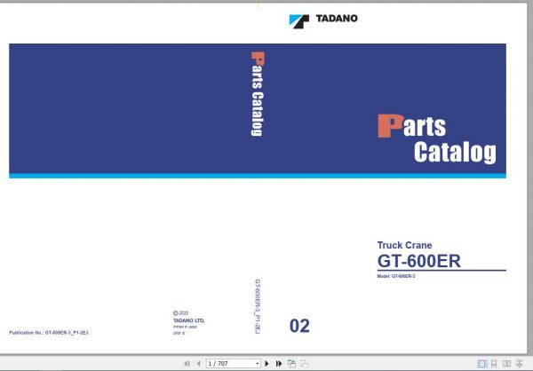 Tadano Truck Crane GT 600ER 3P1 2EJ Parts CatalogENJP2020 1kjvS