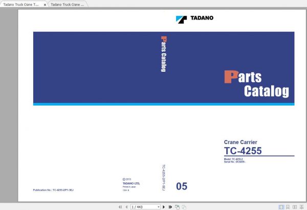 Tadano Truck Crane GT 600EX 1P1 3EJ Parts CatalogENJP2013 16s2bZ