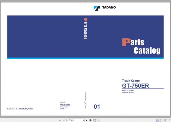 Tadano Truck Crane GT 750ER 3P1 1EJ Parts CatalogENJP2018 1