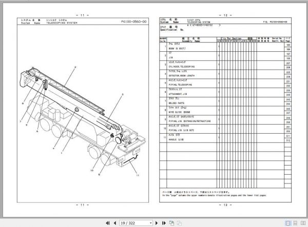 Tadano Truck Crane GT 800EX 1P1 2EJ Parts CatalogENJP2011 2