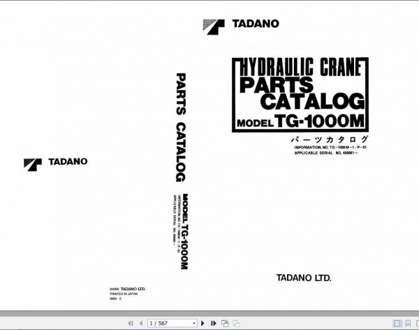 Tadano Truck Crane TG 1000M 1P 01 Parts CatalogENJP 1