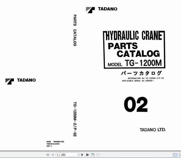 Tadano Truck Crane TG 1200M 2P 02 Parts CatalogENJP 1