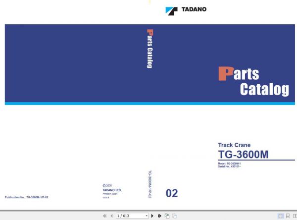 Tadano Truck Crane TG 3600M 1P 02 Parts CatalogENJP 1