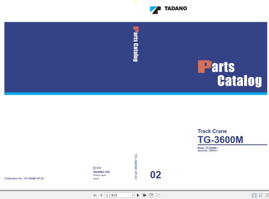 Tadano Truck Crane TG 3600M 1P 02 Parts CatalogENJP 1