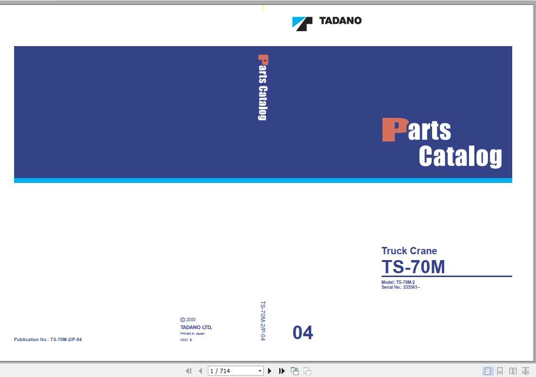 Tadano Truck Crane TS 70M 2P 04 Parts CatalogENJP 1