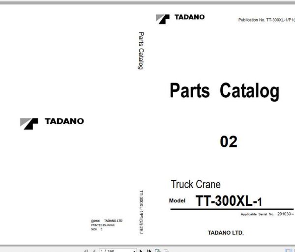 Tadano Truck Crane TT 300XL 1P1U 2EJ Parts CatalogENJP 1