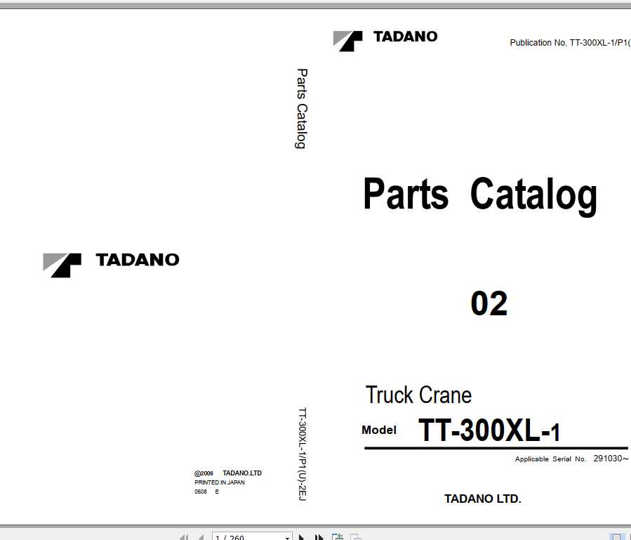 Tadano Truck Crane TT 300XL 1P1U 2EJ Parts CatalogENJP 1