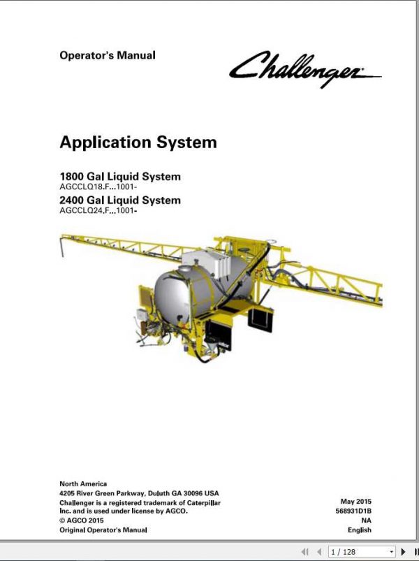 Challenger EU Applicators 1800 2400 Gallons Liquid System Operators Manual 1