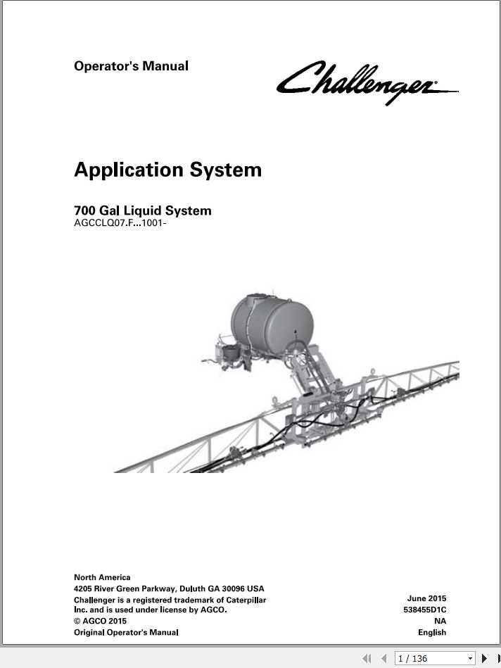 Challenger EU Applicators 700 Gallons Liquid System Operators Manual 1