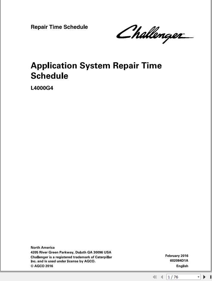 Challenger EU Applicators L4000G4 Repair Time Schedule602084D1A 1