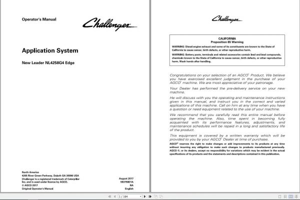 Challenger EU Applicators New Leader NL4258G4 Edge Row Crop System Operators Manual 1