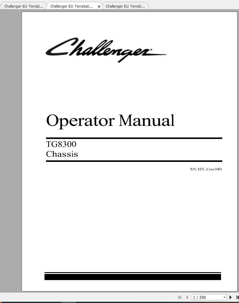 Challenger EU Applicators TerraGator TG8300 Flotation Chassis Operators Manuals 1