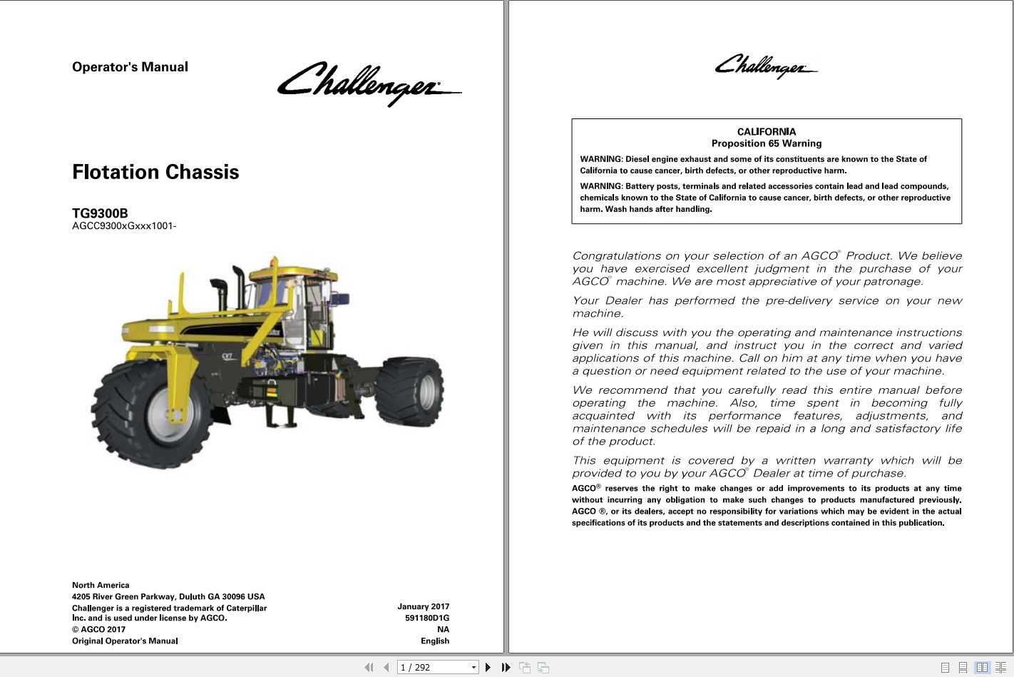 Challenger EU Applicators TerraGator TG9300B Flotation Chassis Operators Manual 1
