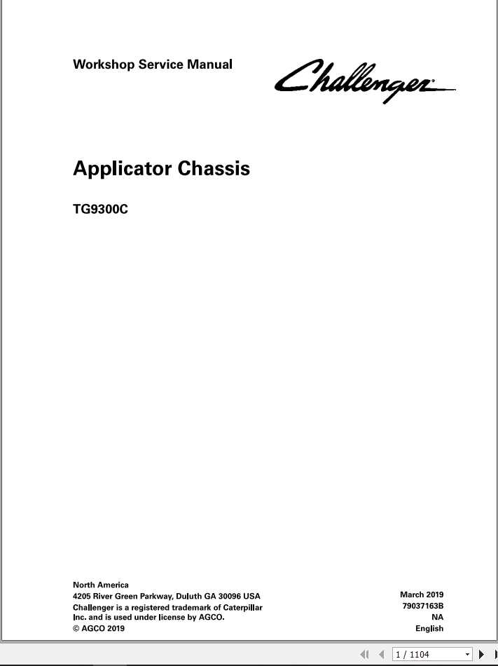 Challenger EU Applicators TerraGator TG9300C Flotation Chassis Workshop Service Manual 1