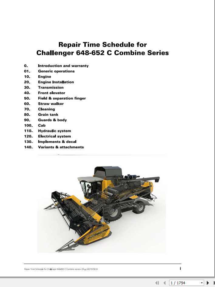 Challenger EU Combine Harvester 648C 652C Repair Time ScheduleLA327373010 1