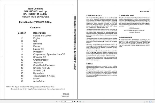 Challenger EU Combine Harvester 680B Repair Time Schedule79033165B 1