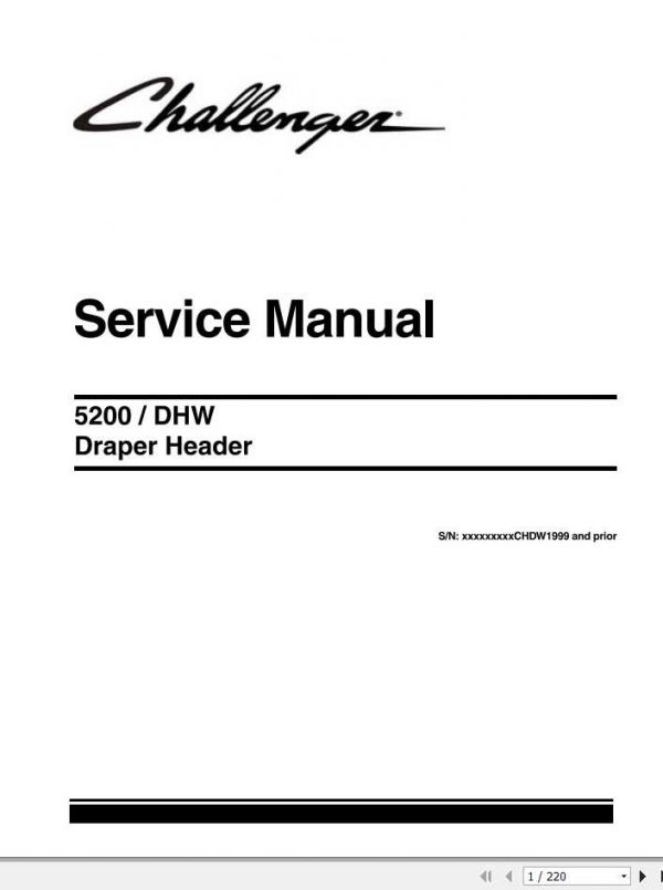 Challenger EU Draper Header 5200 DHW Service Manual79035580A 1