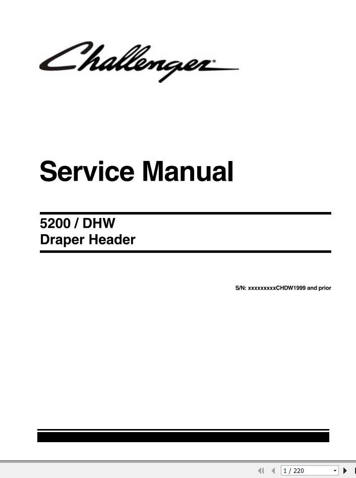 Challenger EU Draper Header 5200 DHW Service Manual79035580A 1