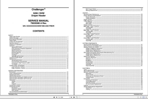Challenger EU Draper Header 5200 DHW Service Manual79035580A 2