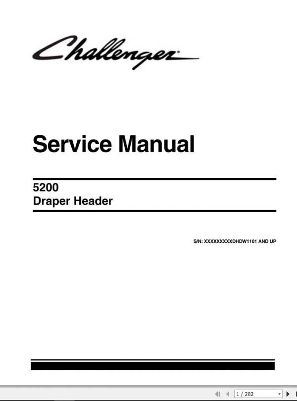 Challenger EU Draper Header 5200 Service Manual79035614A 1