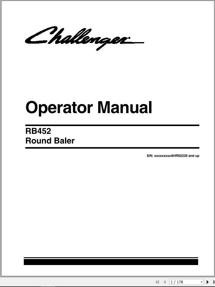 Challenger EU RB452 Round Baler Operator Manual79034303A 1