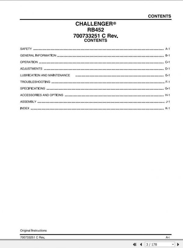 Challenger EU RB452 Round Baler Operator Manual79034303A 2