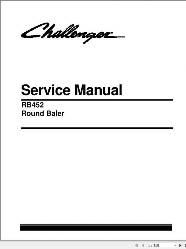 Challenger EU RB452 Round Baler Service Manual79033773A 1