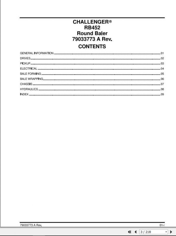 Challenger EU RB452 Round Baler Service Manual79033773A 2