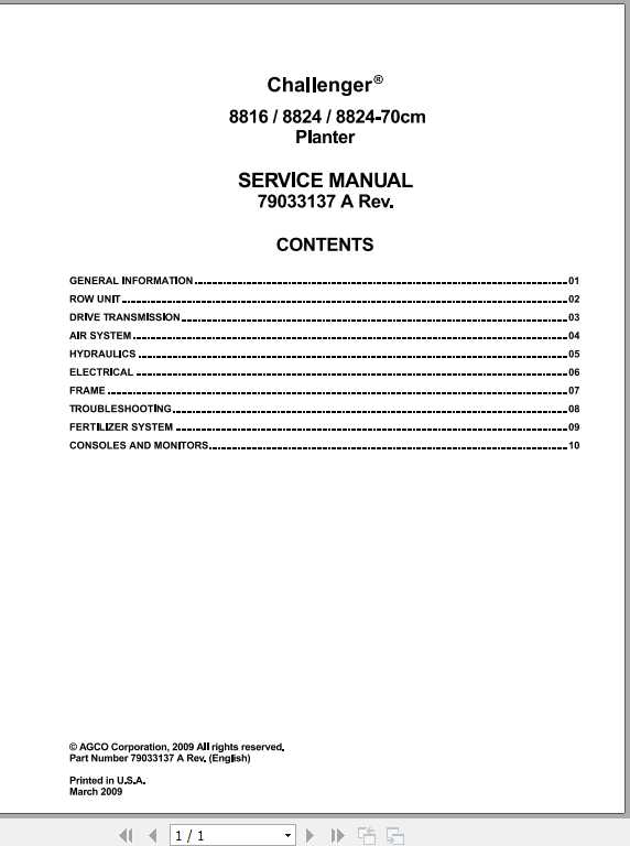 Challenger EU Seeding 8816 8824 Planter Service Manual79033137A 1