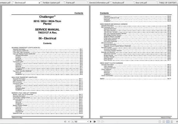 Challenger EU Seeding 8816 8824 Planter Service Manual79033137A 2