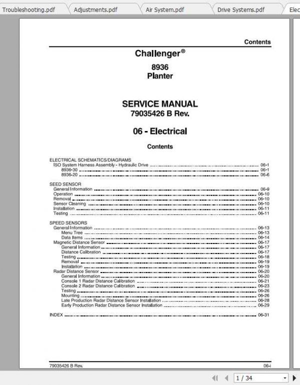 Challenger EU Seeding 8936 Planter Service Manual79035426B 2