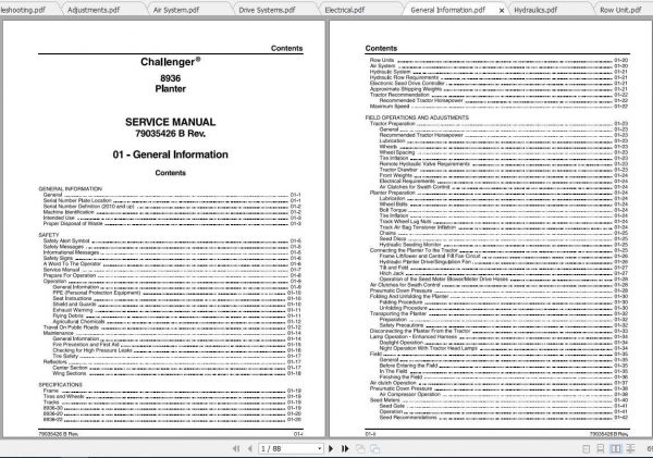 Challenger EU Seeding 8936 Planter Service Manual79035426B 3