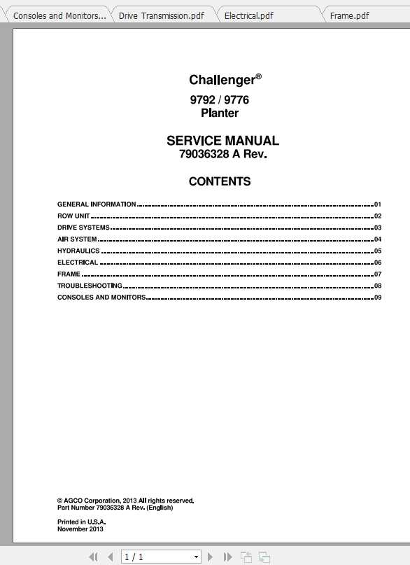Challenger EU Seeding 9792 9776 Planter Service Manual79036328A 1