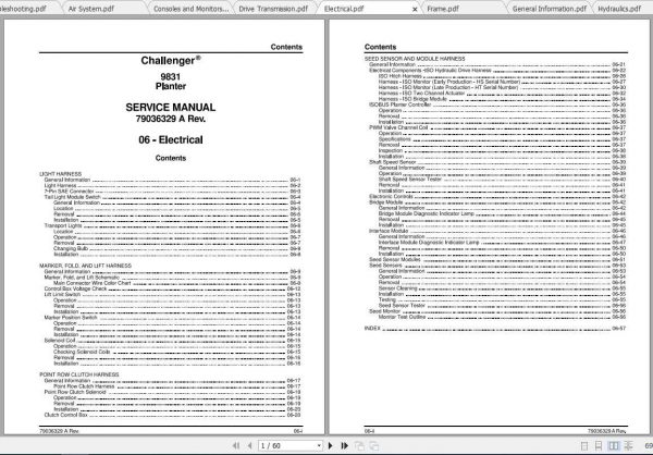 Challenger EU Seeding 9831 Planter Service Manual79036329A 2