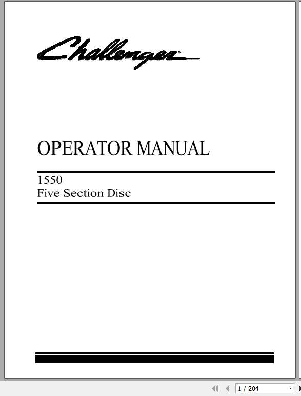 Challenger EU Tillage 1550 Five Section Disc Operator Manual9971148CHC 1